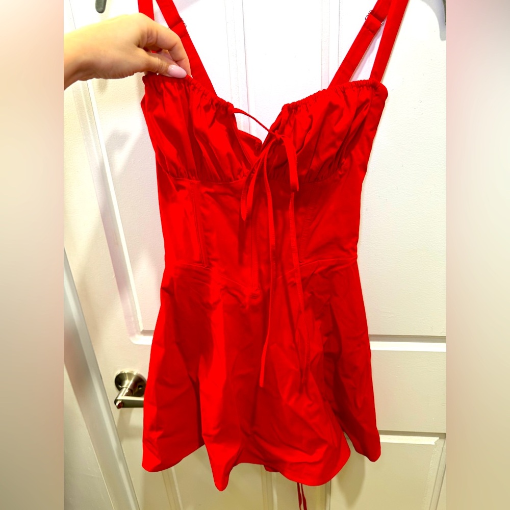Red dress milk maid top